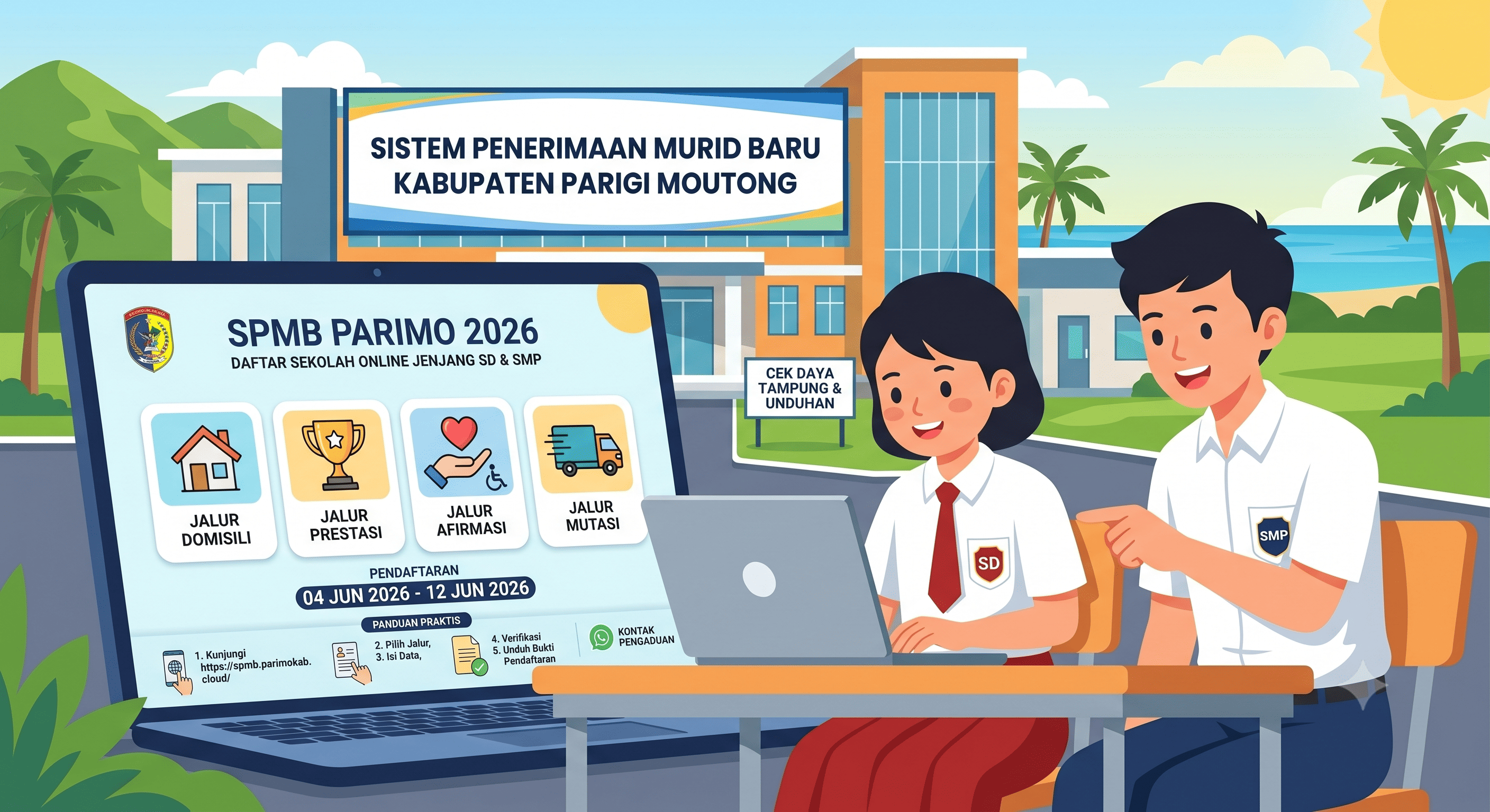 Pendaftaran SPMB Kabupaten Parigi Moutong Tahun 2026 Resmi Dibuka